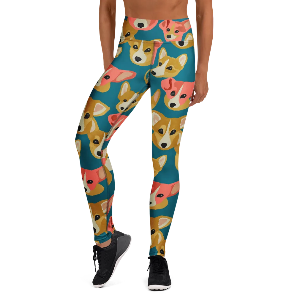 Coral Canines on Yoga Leggings — Front