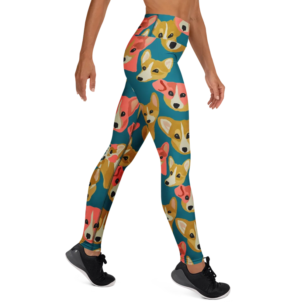 Coral Canines on Yoga Leggings — Right