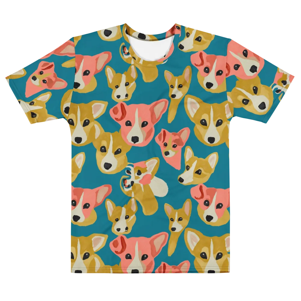Coral Canines on Men's Cotton Crew Neck T-Shirt — Front