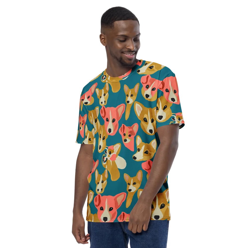 Coral Canines on Men's Crew Neck T-Shirt — Left