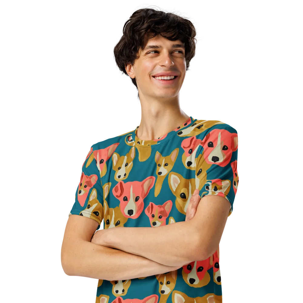 Coral Canines on Men's Crew Neck T-Shirt — Left Front