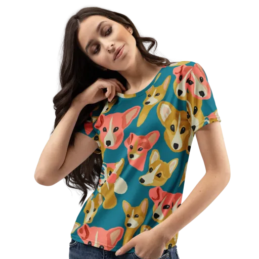 Coral Canines on a Women's Crew Neck T-Shirt