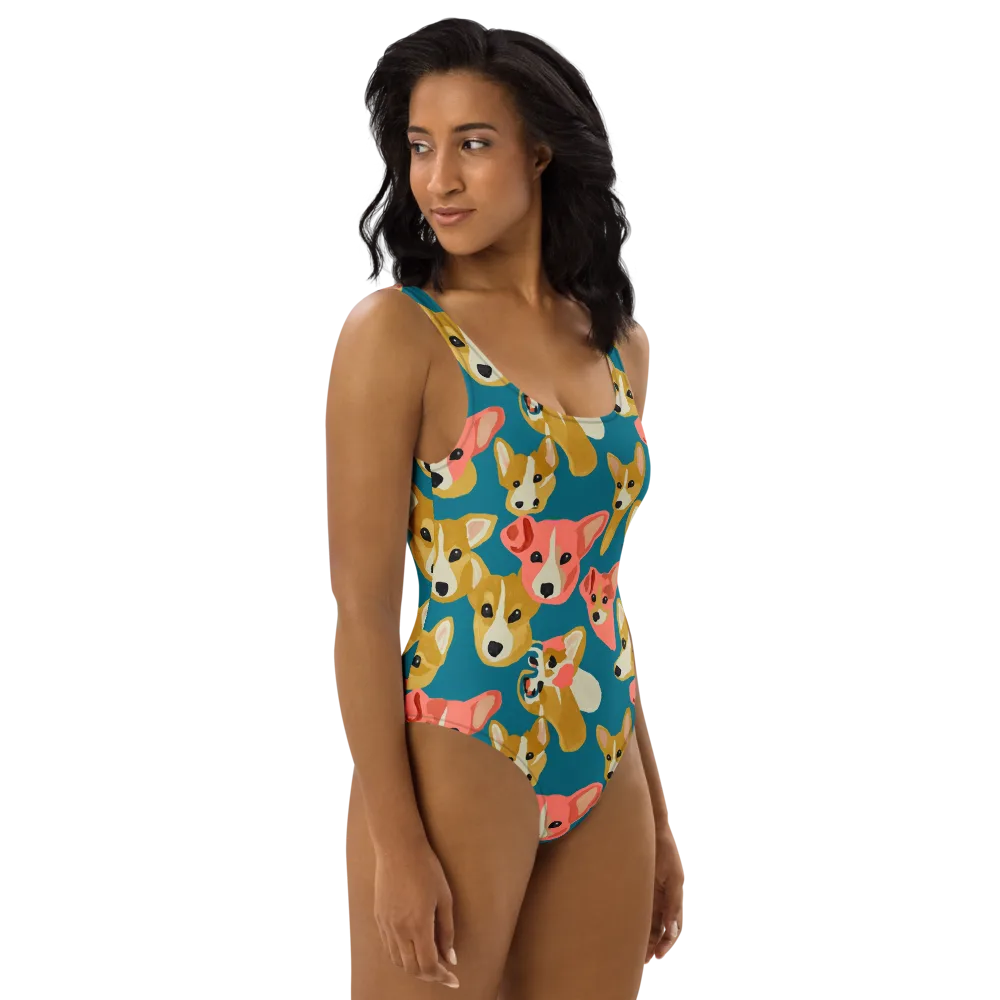 Coral Canines on One-Piece Swimsuit — Right
