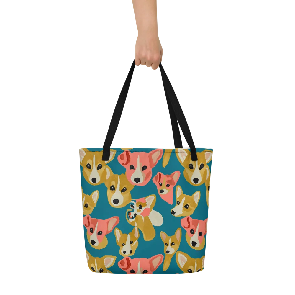 Coral Canines on Large Tote Bag W/ Pocket — Front