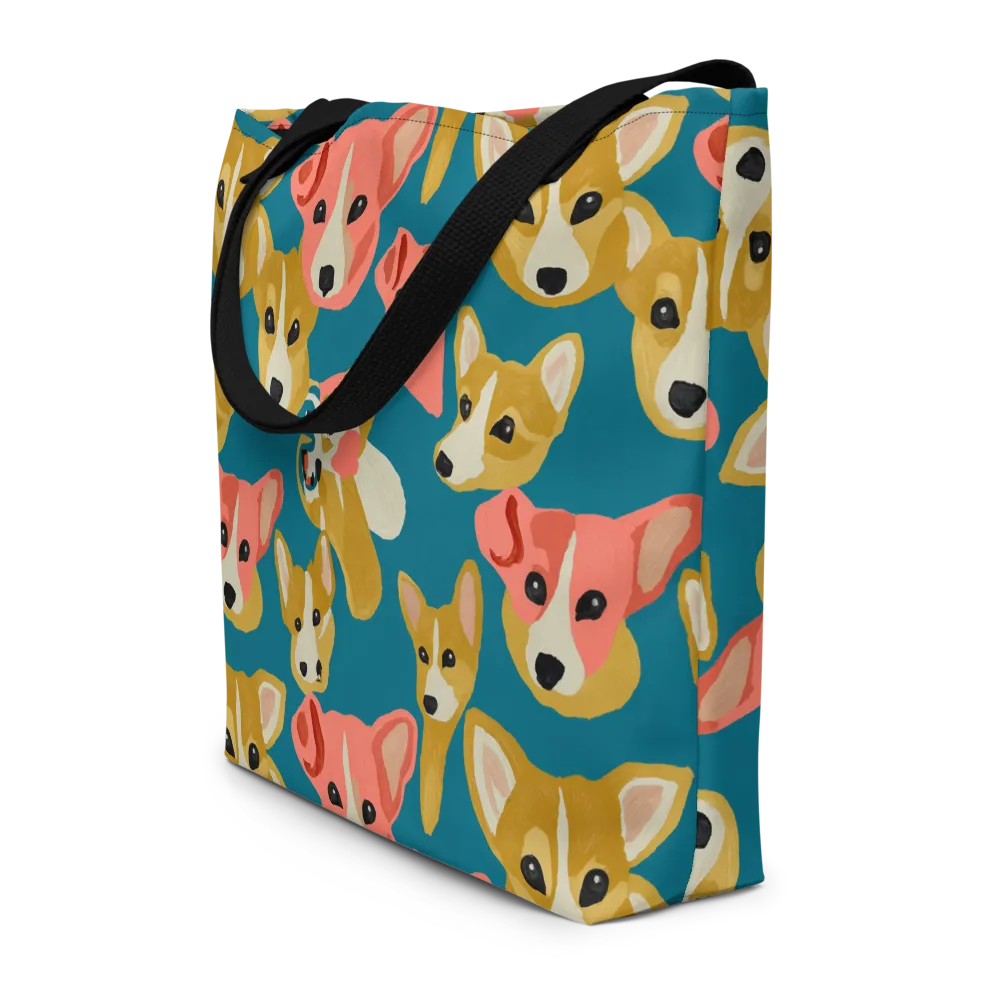 Coral Canines on Large Tote Bag W/ Pocket — Front