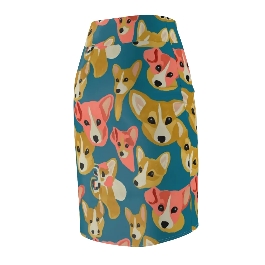 Coral Canines on Pencil Skirt — Back Side