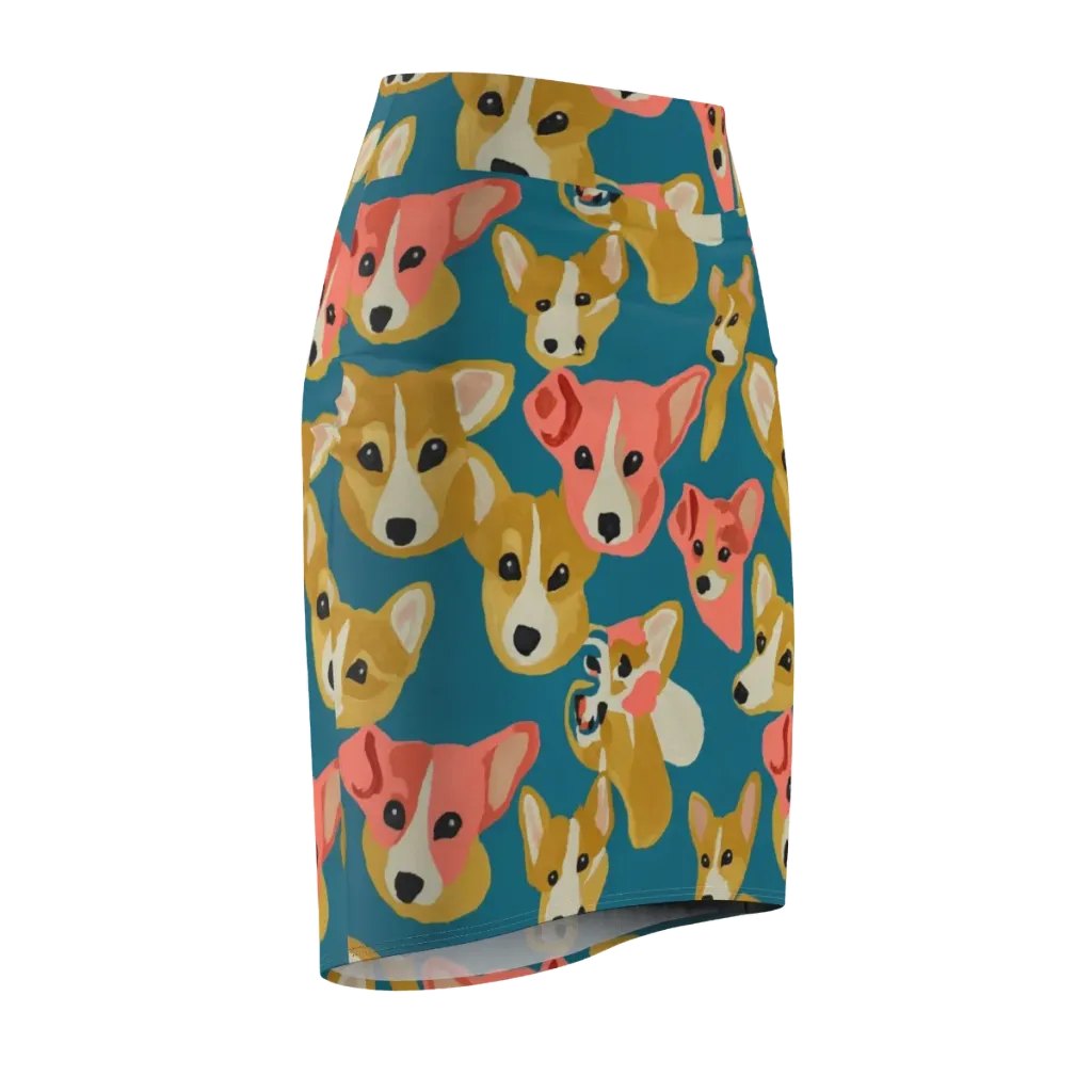 Coral Canines on Pencil Skirt — Front Side