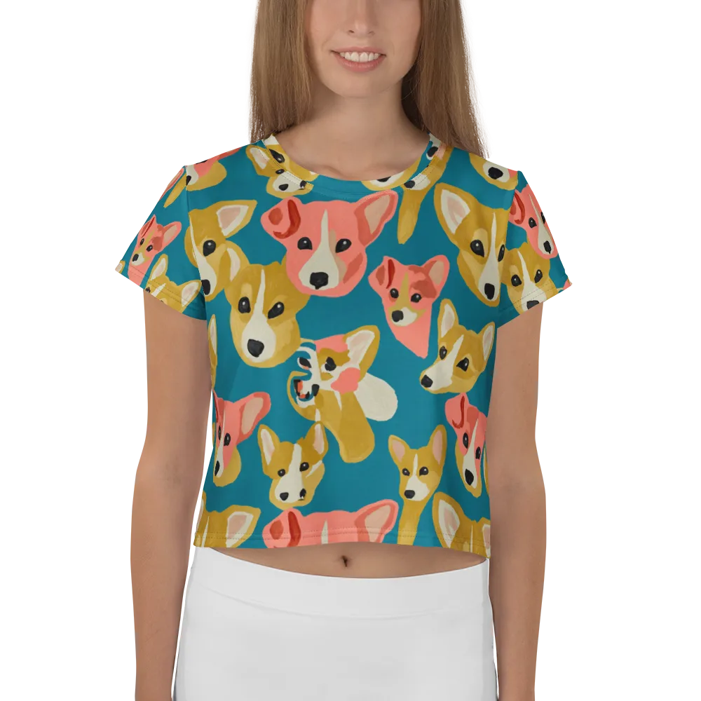 Coral Canines on Crop Tee — Front