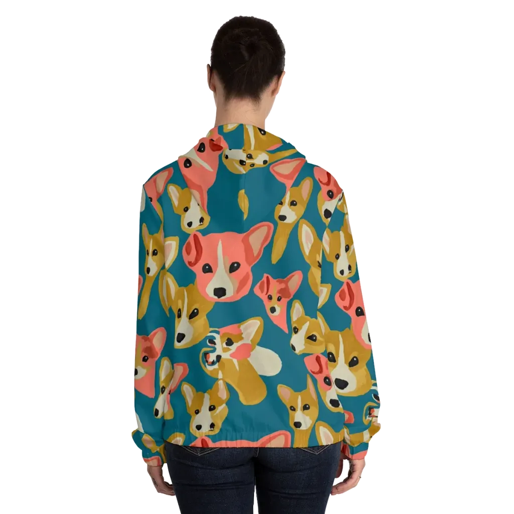 Coral Canines on Women's Full-Zip Hoodie — Back On Person