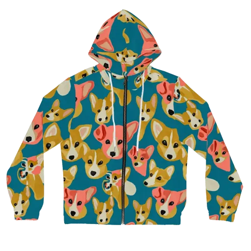 Coral Canines on a Women's Full-Zip Hoodie