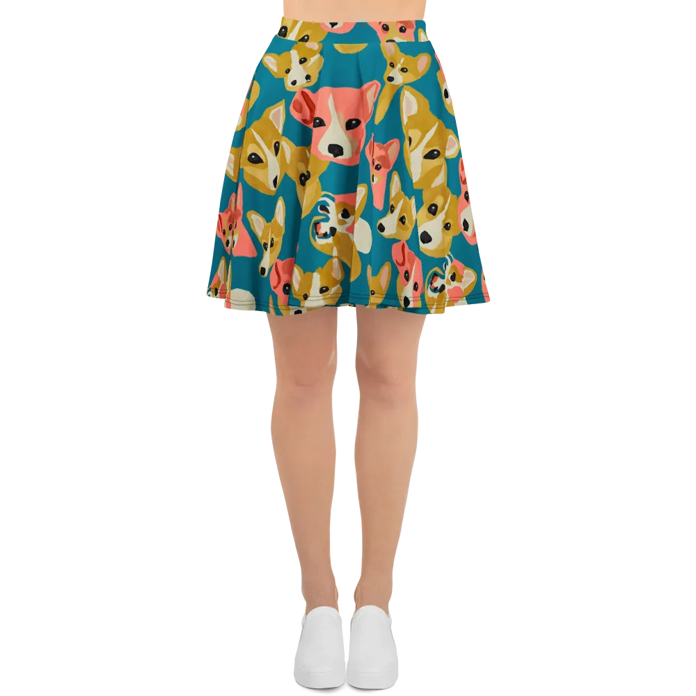 Coral Canines on Skater Skirt — Front