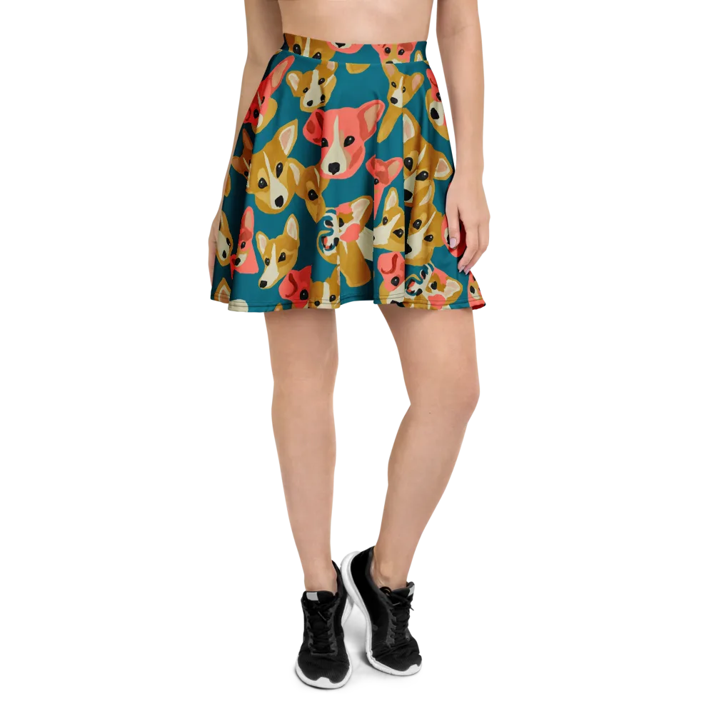 Coral Canines on Skater Skirt — Front