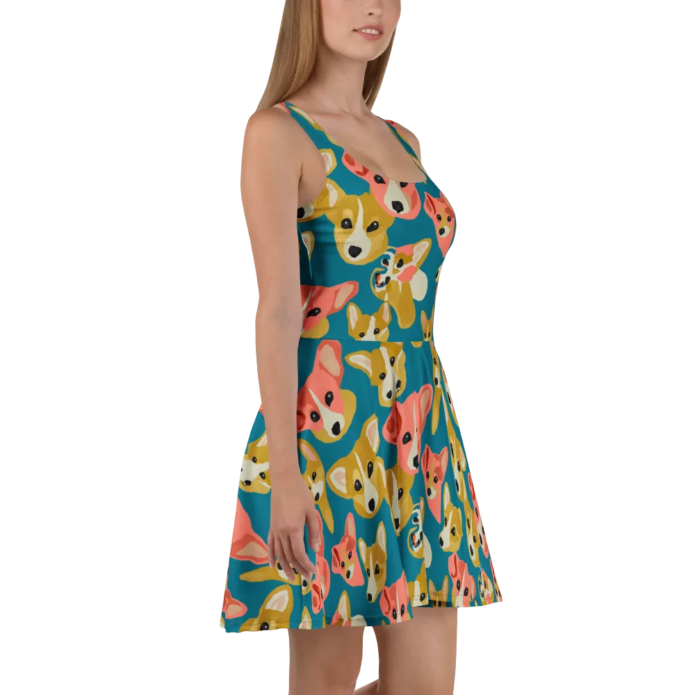 Coral Canines on Skater Dress — Right