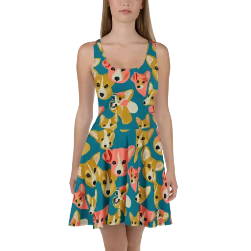 Coral Canines on a Skater Dress