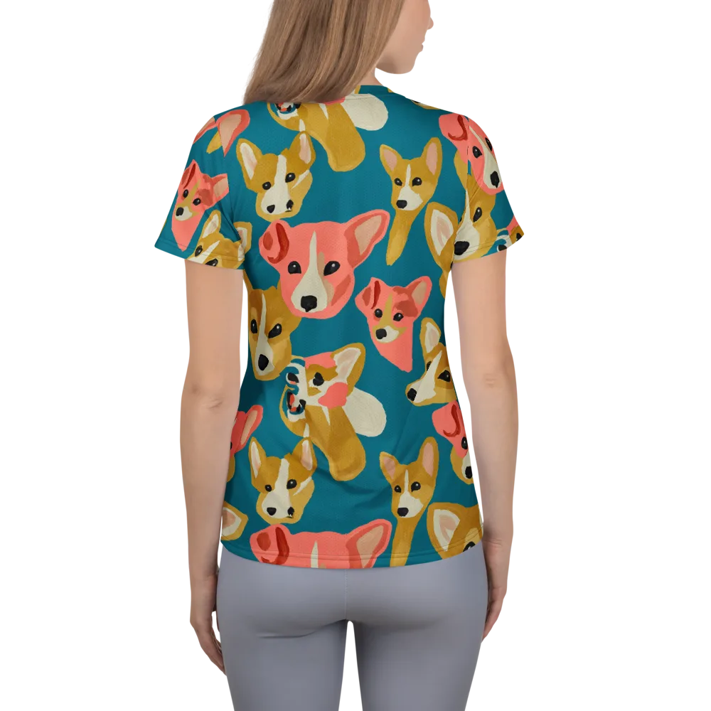 Coral Canines on Women's Athletic T-Shirt — Back