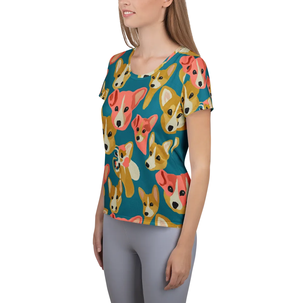 Coral Canines on Women's Athletic T-Shirt — Left