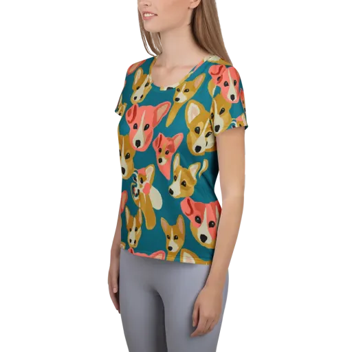 Coral Canines on a Women's Athletic T-Shirt