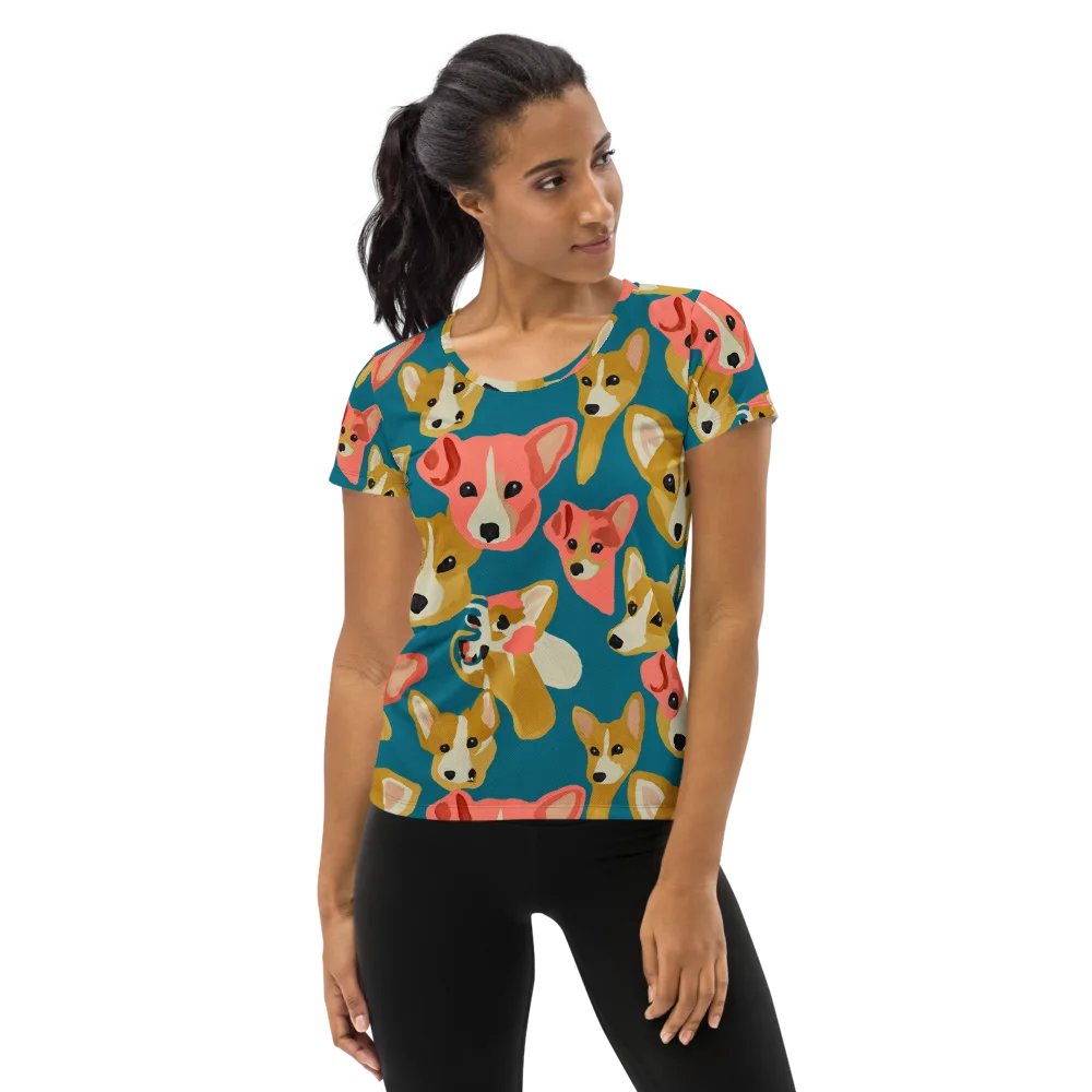 Coral Canines on Women's Athletic T-Shirt — Front