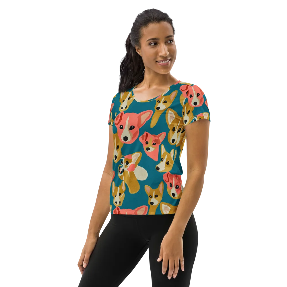 Coral Canines on Women's Athletic T-Shirt — Left