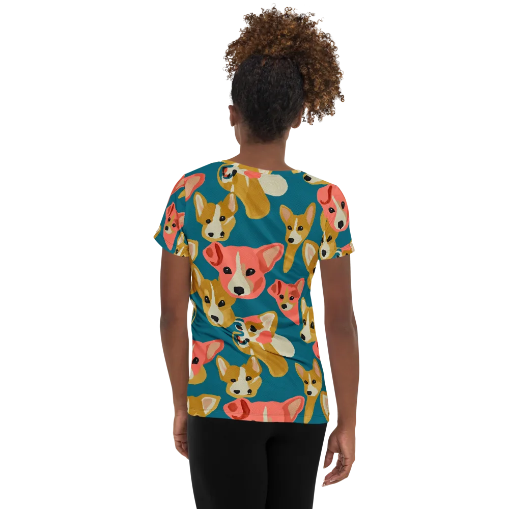 Coral Canines on Women's Athletic T-Shirt — Back