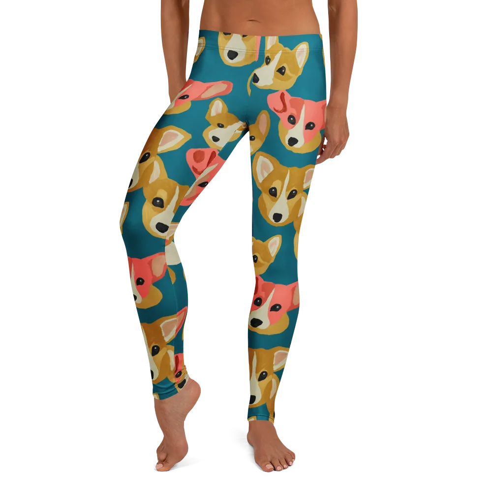 Coral Canines on Leggings — Front