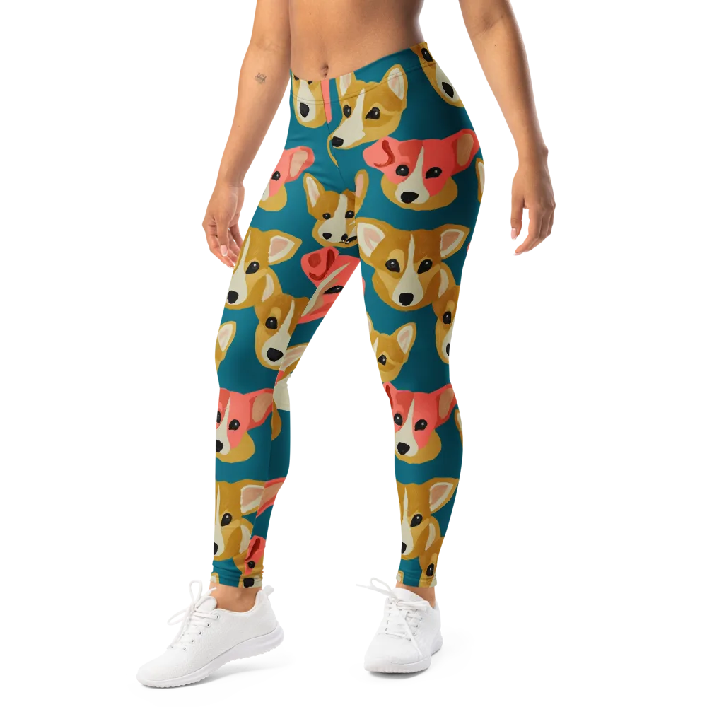 Coral Canines on Leggings — Left Front
