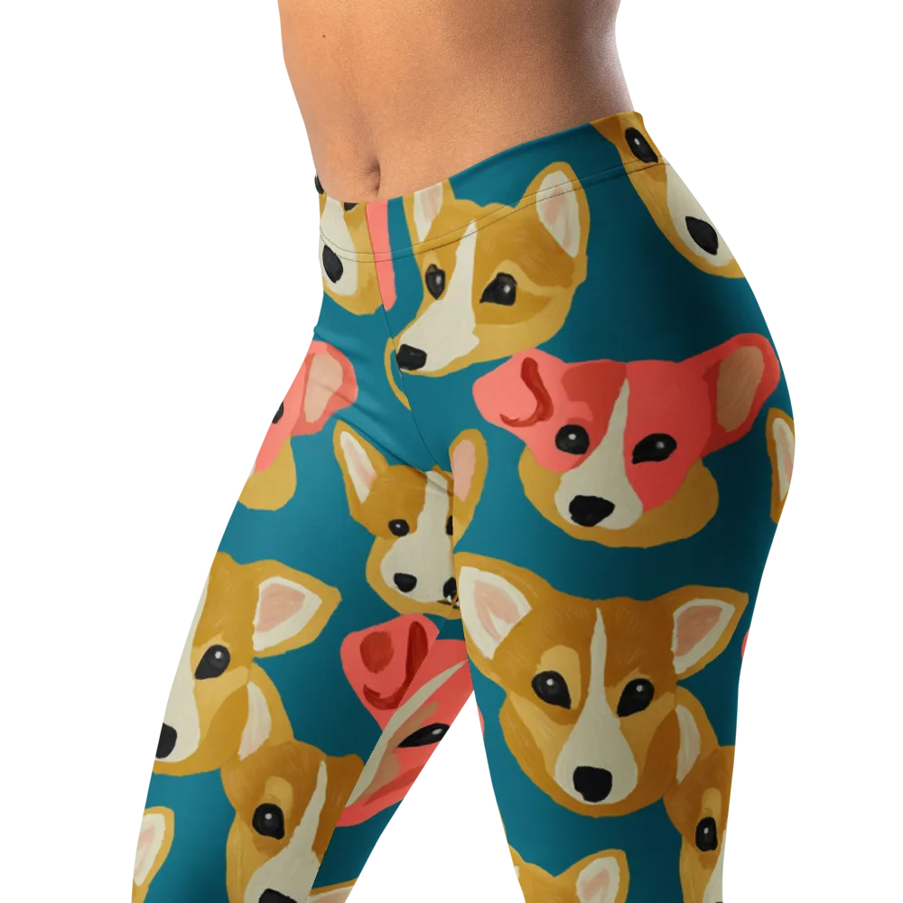 Coral Canines on Leggings — Left Front