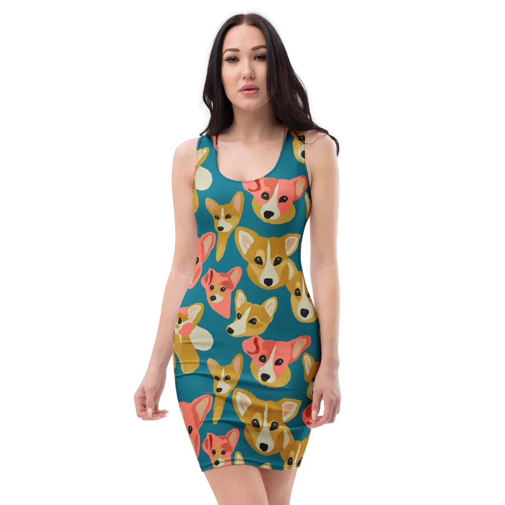 Coral Canines on Bodycon Dress — Front