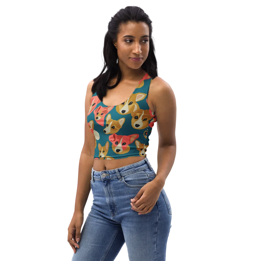 Coral Canines on Crop Top — Left Front