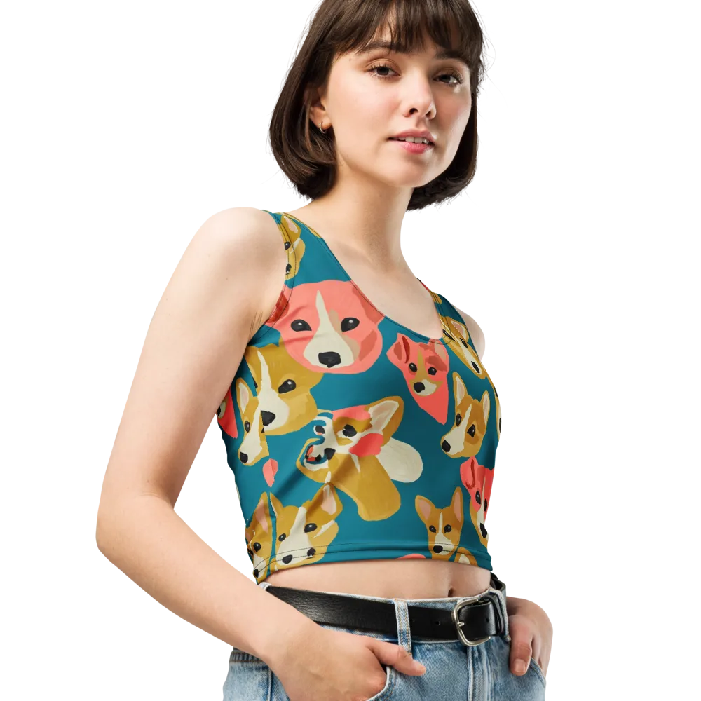 Coral Canines on Crop Top — Right Front