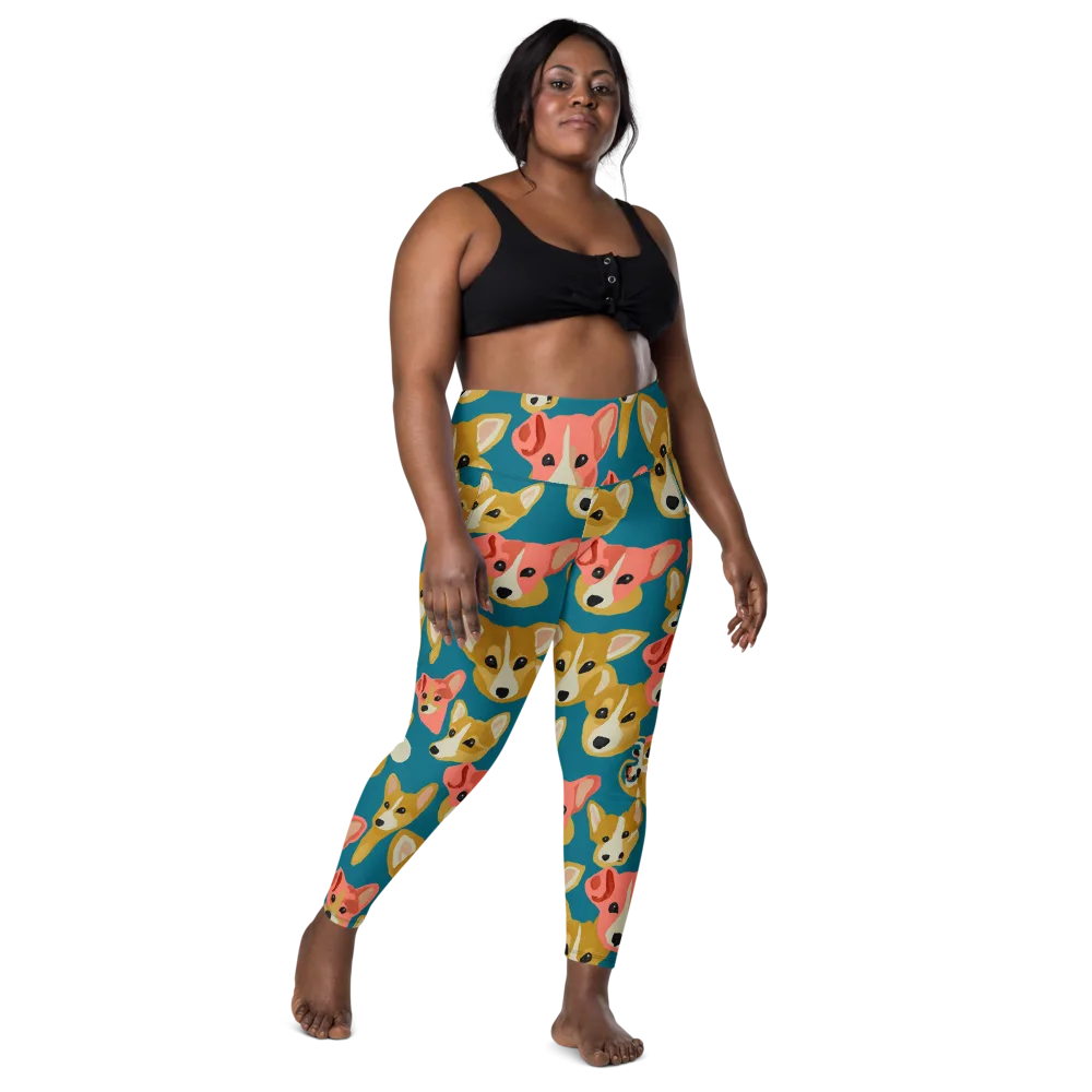 Coral Canines on Leggings with Pockets — Front