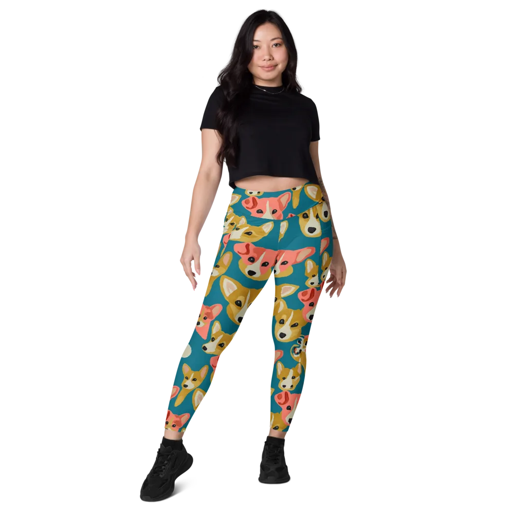 Coral Canines on Leggings with Pockets — Front