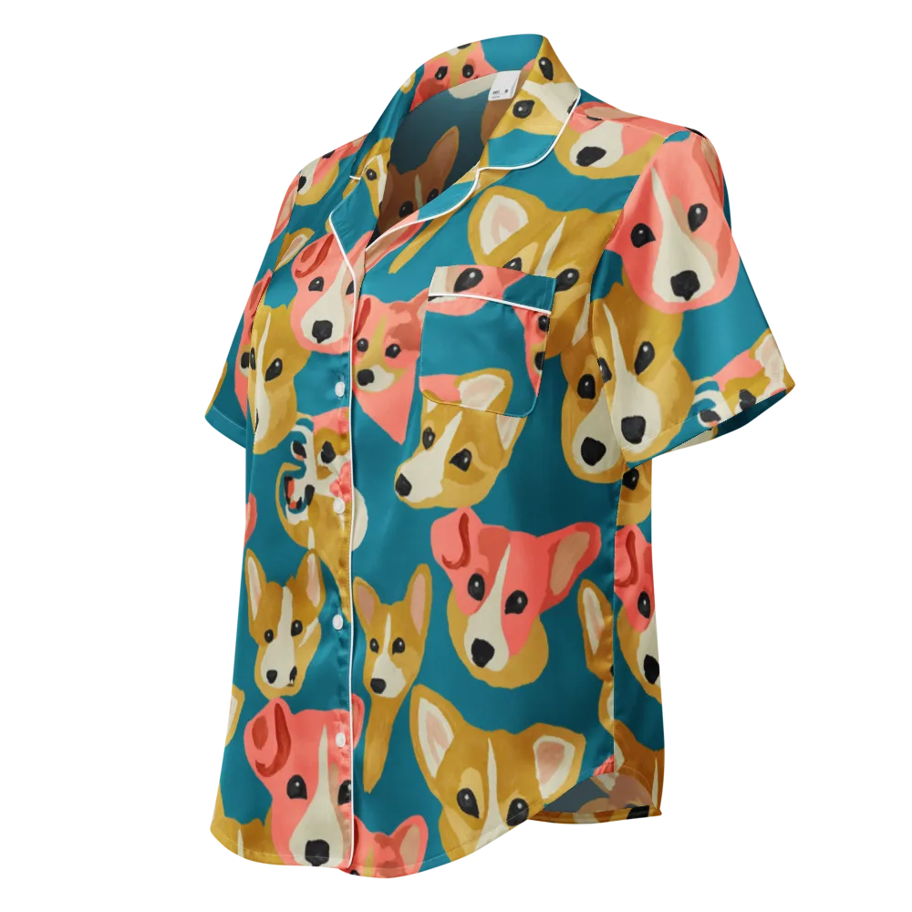 Coral Canines on Women's Short Sleeve Pajama Top — Left Front