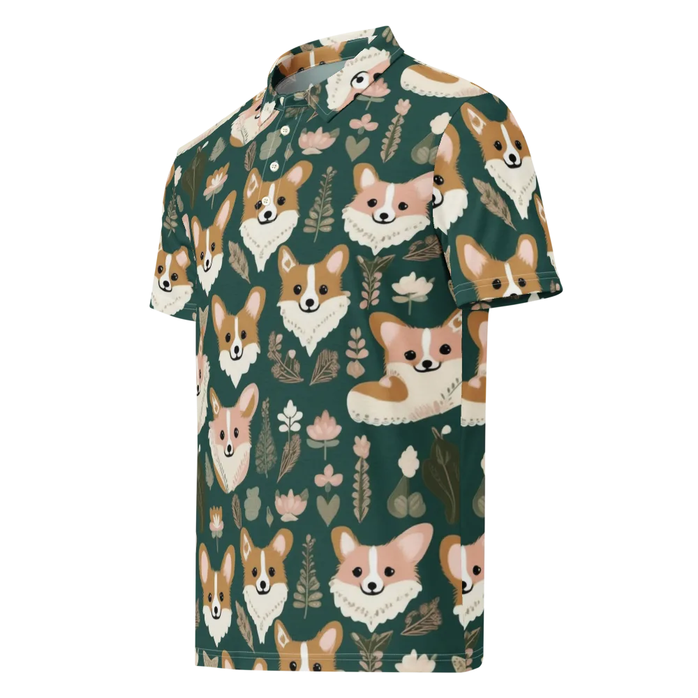 Corgi Cottage on Men's Slim Fit Polo Shirt — Left Front