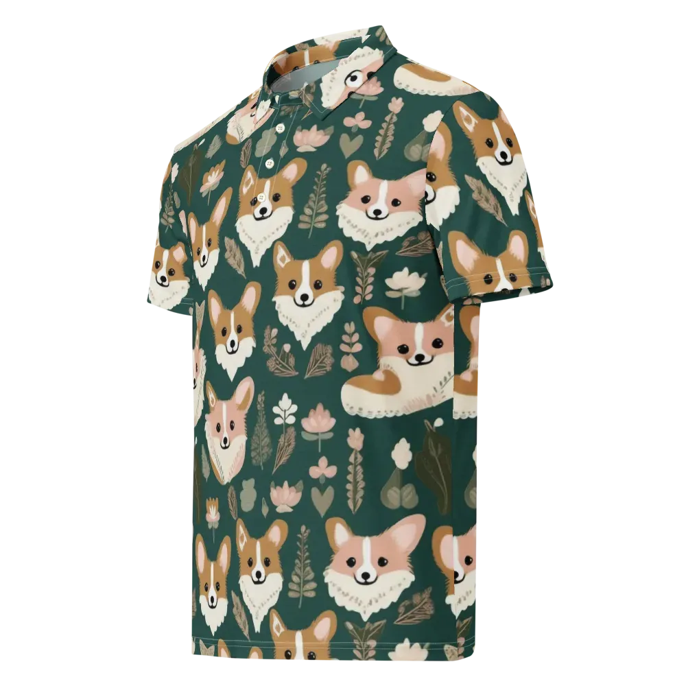 Corgi Cottage on Men's Slim Fit Polo Shirt — Left Front