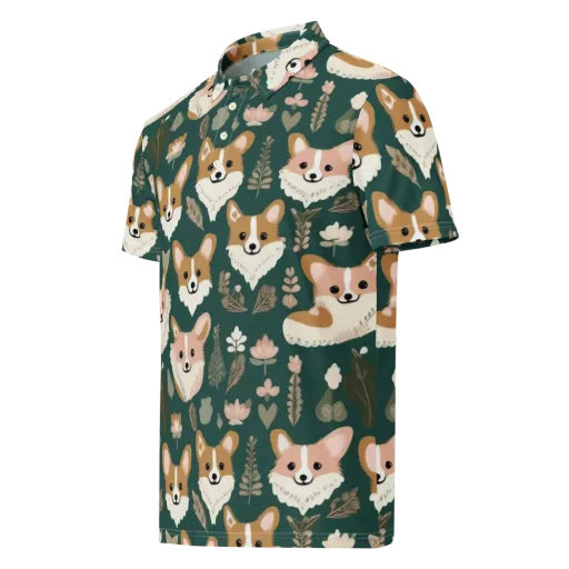 Corgi Cottage on a Men's Slim Fit Polo Shirt
