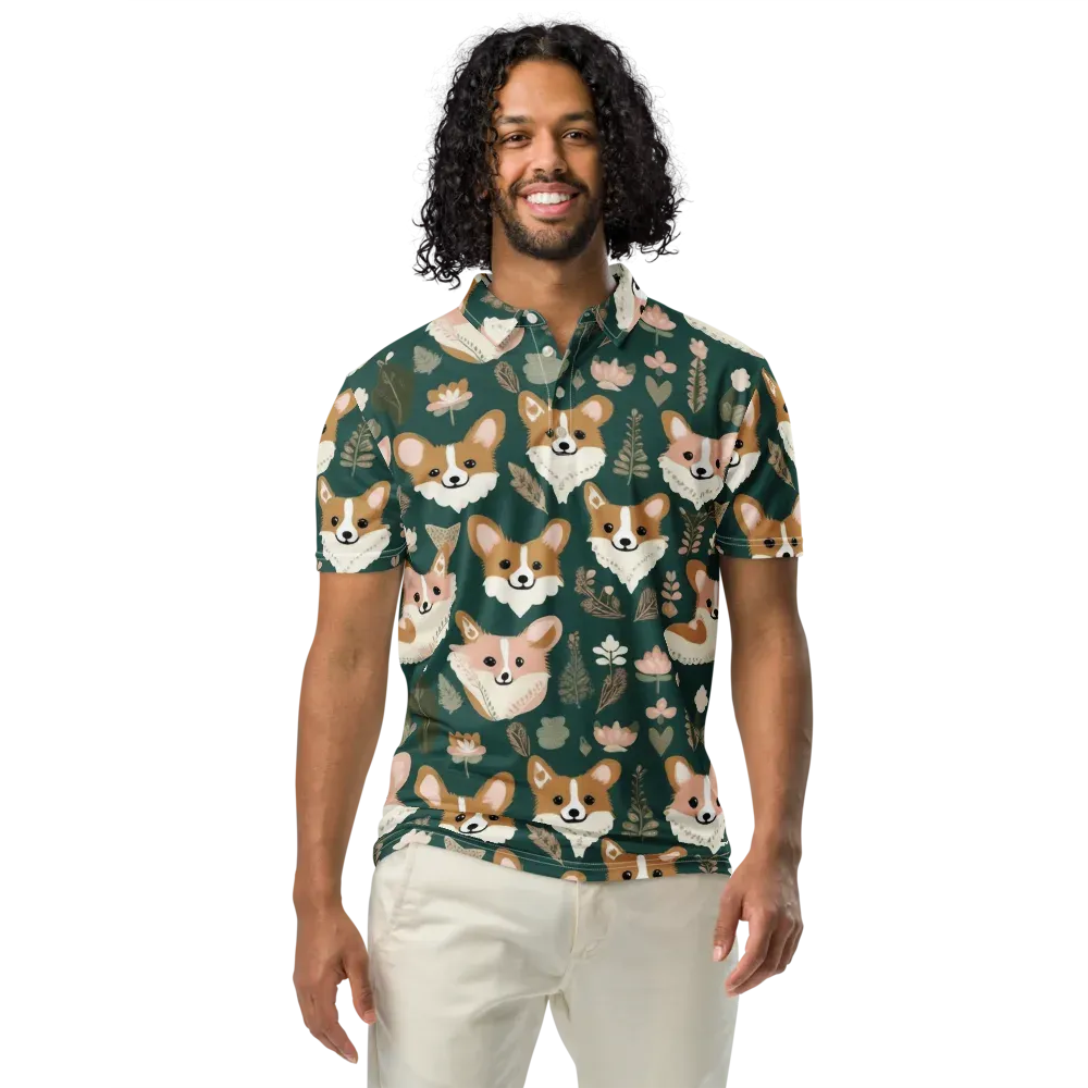 Corgi Cottage on Men's Slim Fit Polo Shirt — Front
