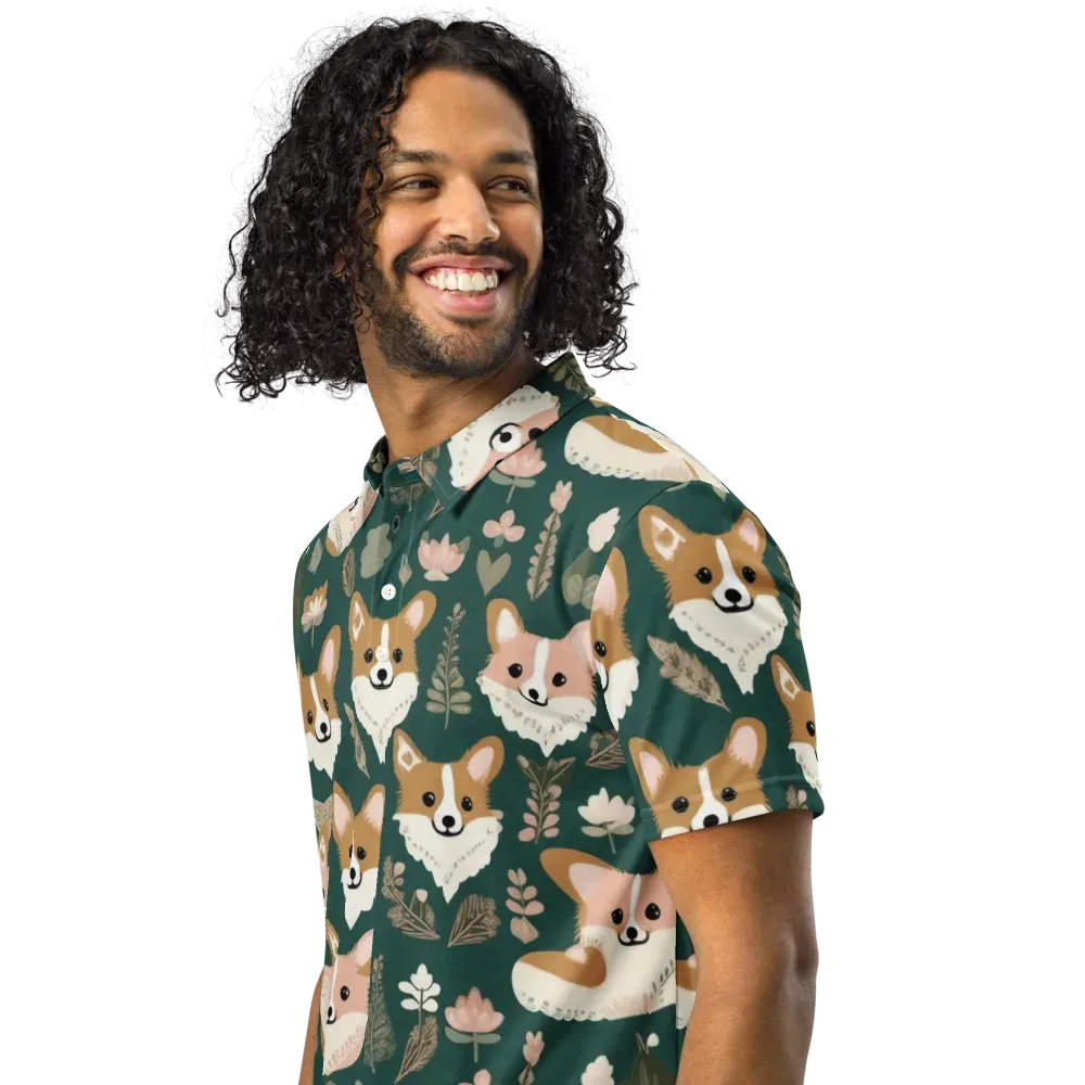 Corgi Cottage on Men's Slim Fit Polo Shirt — Left Front