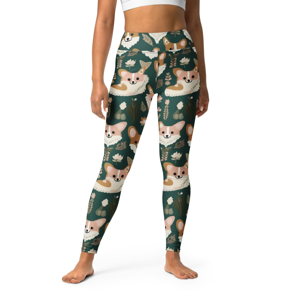 Corgi Cottage on Yoga Leggings — Front