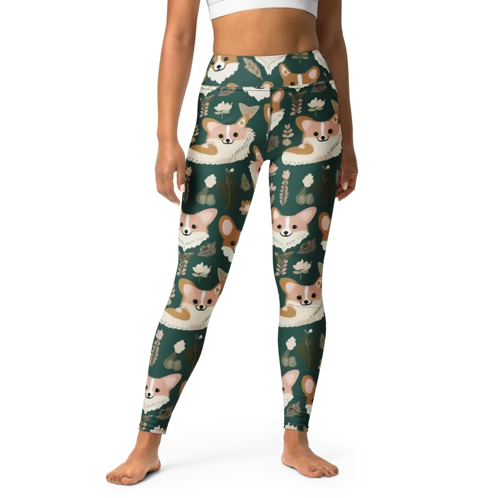 Corgi Cottage on Yoga Leggings — Front