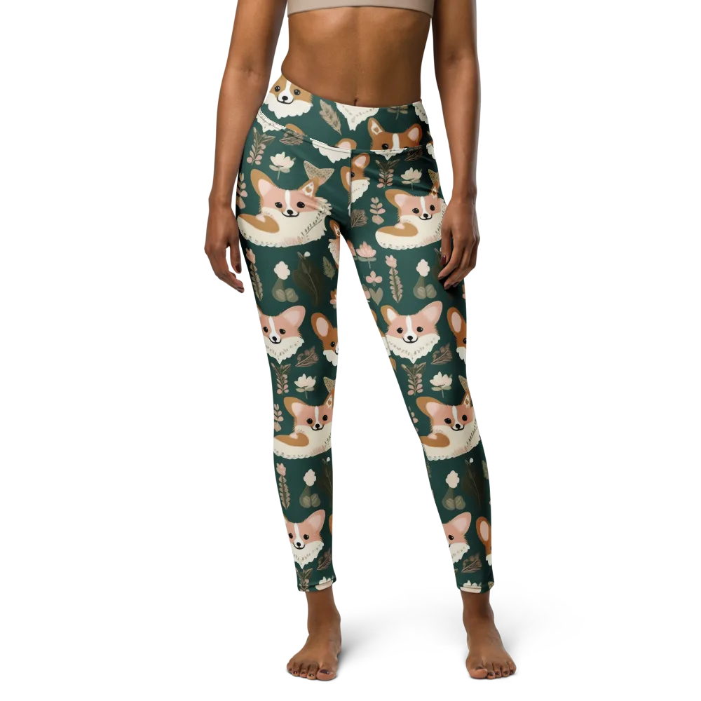 Corgi Cottage on Yoga Leggings — Front