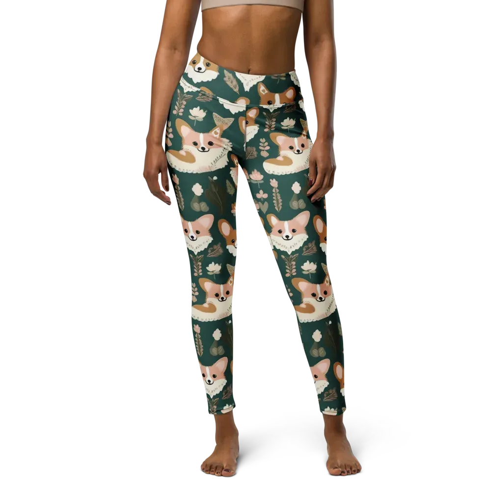 Corgi Cottage on Yoga Leggings — Front