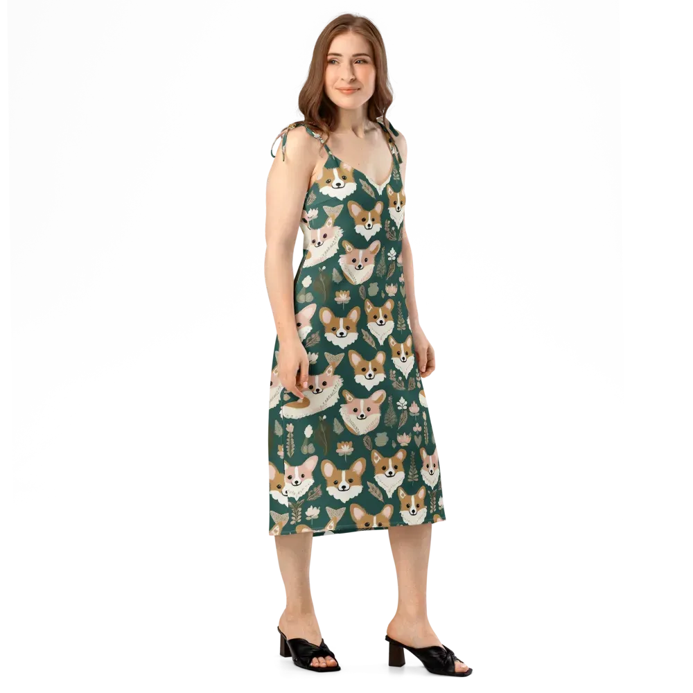 Corgi Cottage on Slip Dress — Right Front