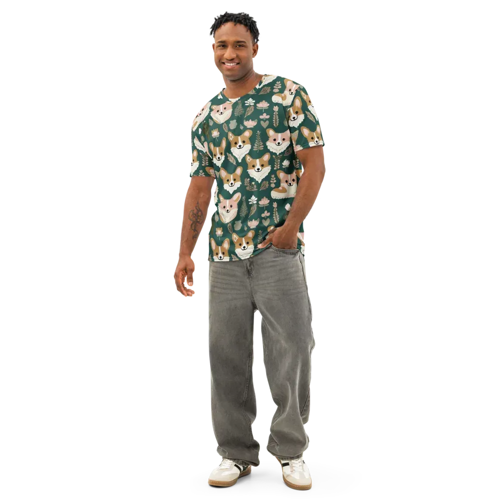 Corgi Cottage on Men's Cotton Crew Neck T-Shirt — Front