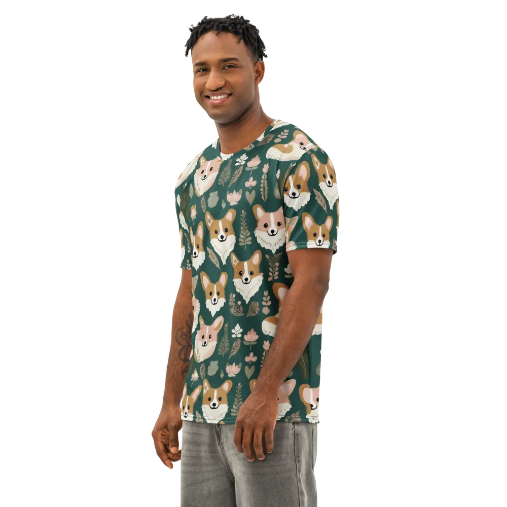 Corgi Cottage on Men's Cotton Crew Neck T-Shirt — Left Front