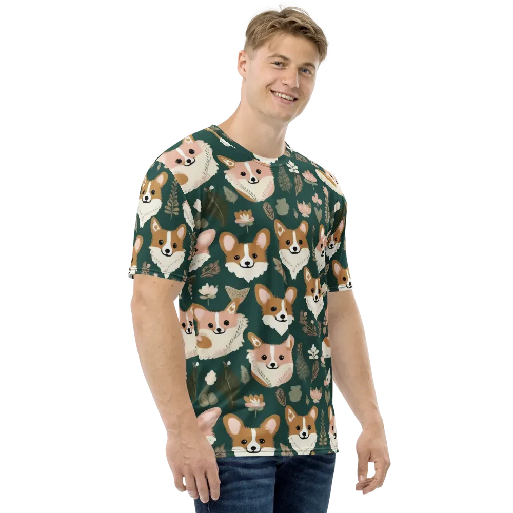 Corgi Cottage on Men's Crew Neck T-Shirt — Right