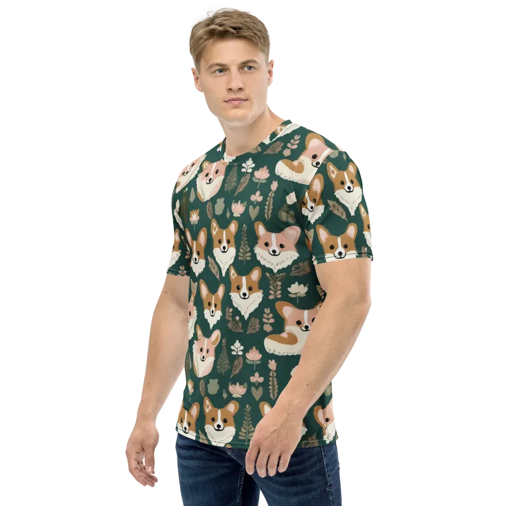 Corgi Cottage on Men's Crew Neck T-Shirt — Left