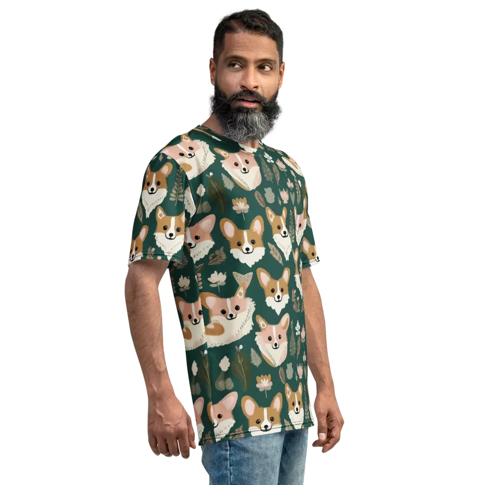 Corgi Cottage on Men's Crew Neck T-Shirt — Right