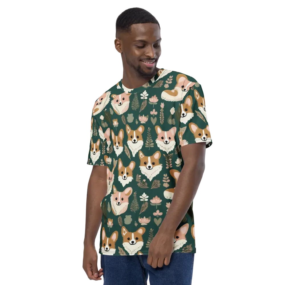 Corgi Cottage on Men's Crew Neck T-Shirt — Left