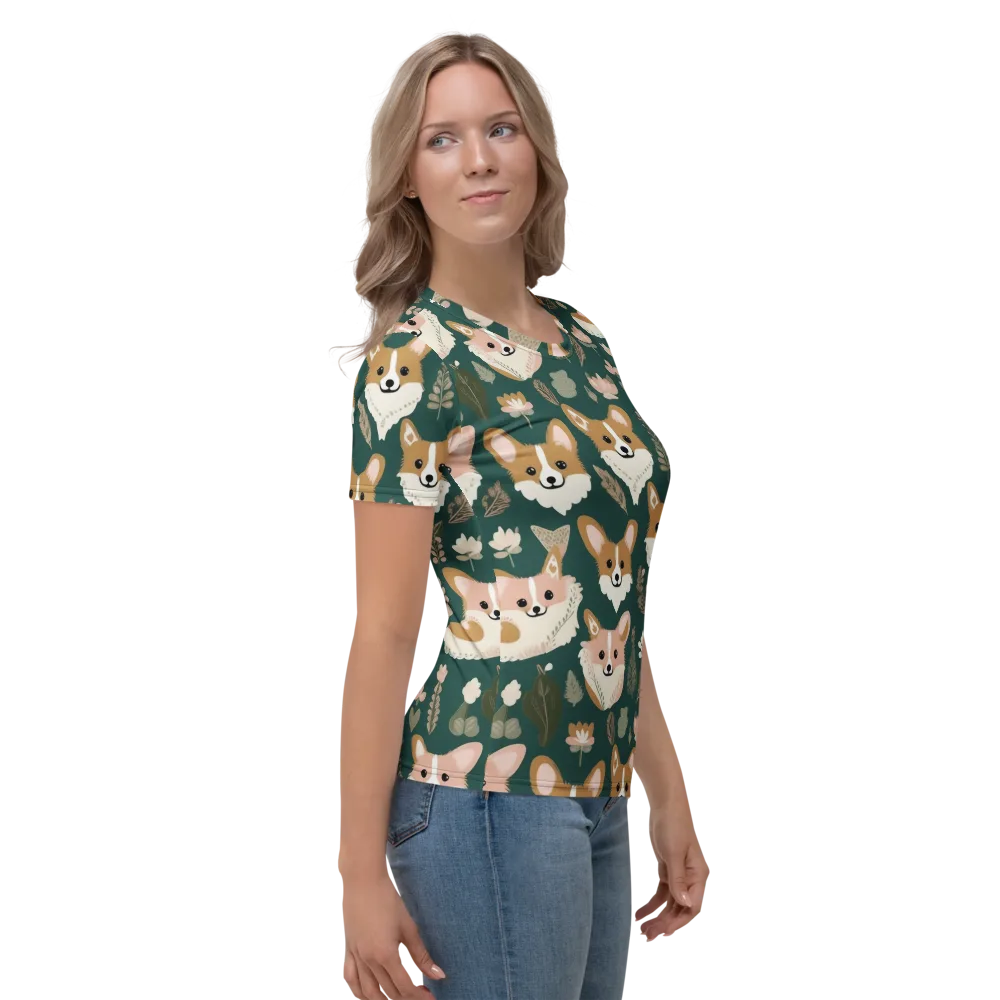 Corgi Cottage on Women's Crew Neck T-Shirt — Right